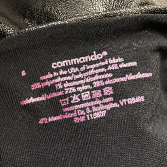 Commando Black Perfect Control Faux Vegan Leather Leggings Size S - Picture 5 of 12